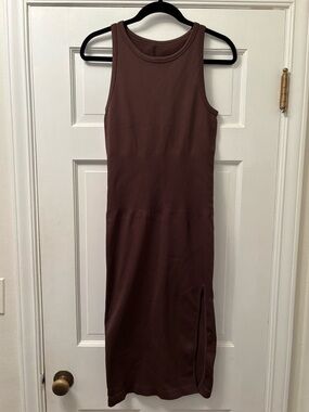 🔥Sleeveless Ribbed Midi Dress in Chocolate Brown Size L